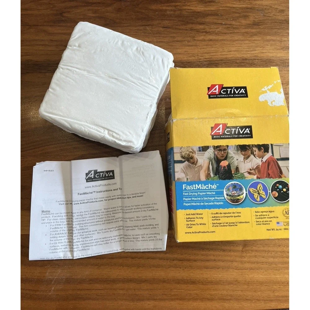 Activa FastMache Fast Drying‎ Papier Mache, Air Dryies to White Color 24oz NEW